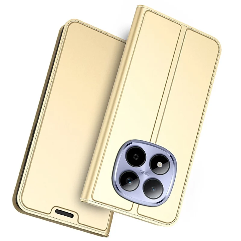 For Xiaomi Redmi Note 15 5G (Global) / Poco M8 5G Case PU Leather Phone Cover with Card Holder Stand - Gold