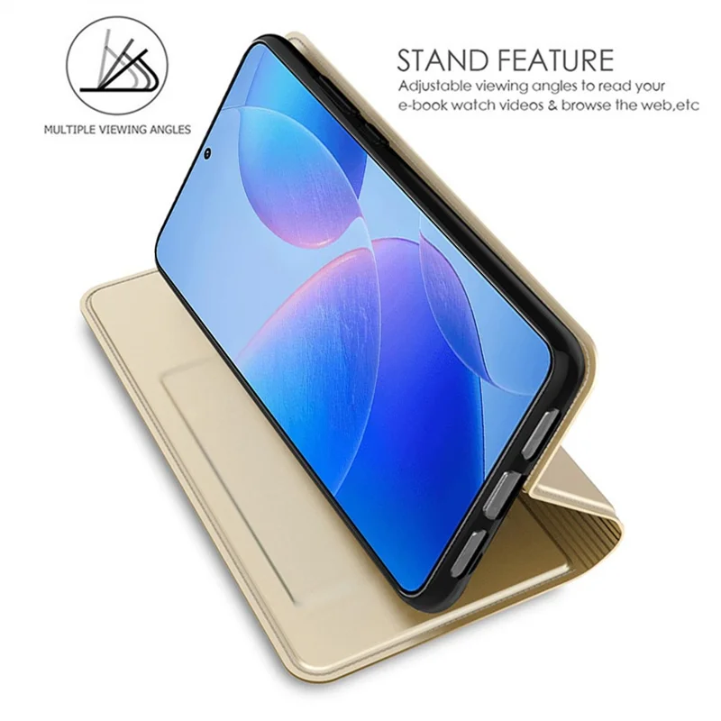 For Xiaomi Redmi Note 15 5G (Global) / Poco M8 5G Case PU Leather Phone Cover with Card Holder Stand - Gold