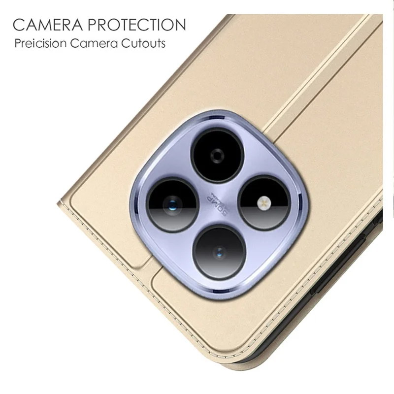 For Xiaomi Redmi Note 15 5G (Global) / Poco M8 5G Case PU Leather Phone Cover with Card Holder Stand - Gold