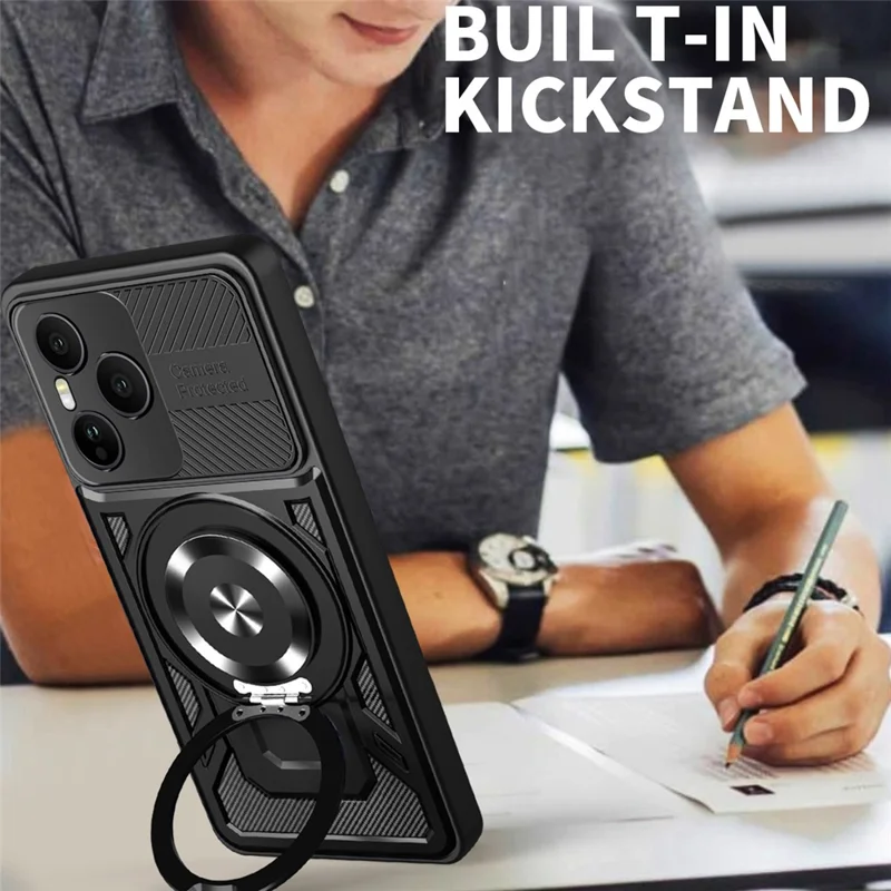 For Honor 400 Pro 5G (Global) Magnetic Case Rotating Kickstand TPU + PC Phone Cover - Black