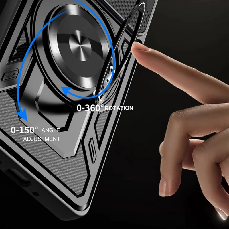 For Honor 400 Pro 5G (Global) Magnetic Case Rotating Kickstand TPU + PC Phone Cover - Black