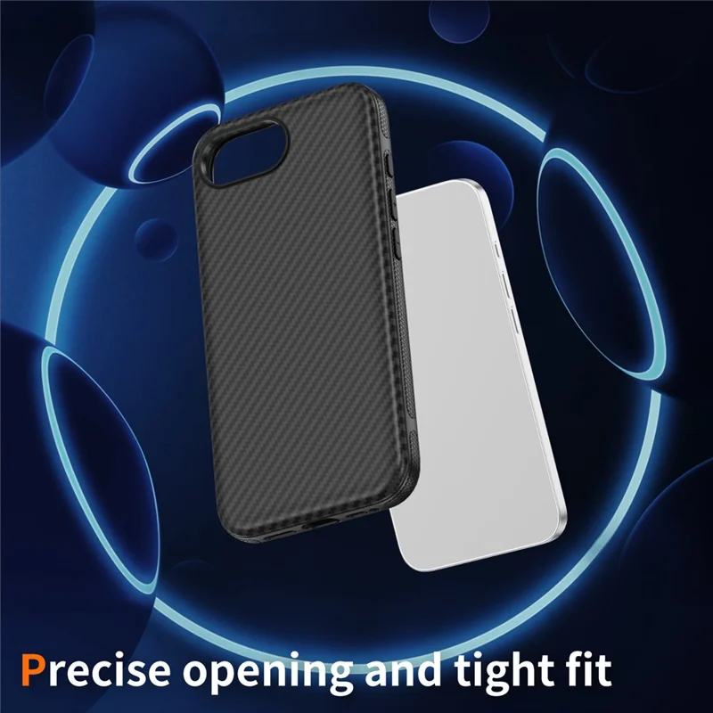 For iPhone 16e Magnetic Phone Case Carbon Fiber Texture PC TPU Back Cover - Black