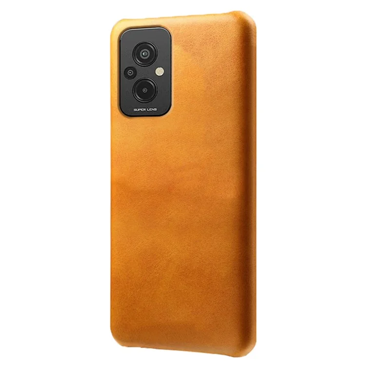 Pour Xiaomi Redmi 11 Prime 4G Veau Texturé en Cuir PU Revêtu de Protection en Cuir en Cuir en Cuir Enduit de Choc Télécopie - Orange