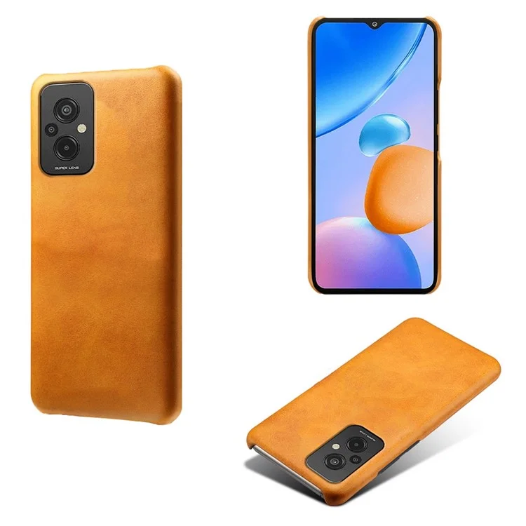 Pour Xiaomi Redmi 11 Prime 4G Veau Texturé en Cuir PU Revêtu de Protection en Cuir en Cuir en Cuir Enduit de Choc Télécopie - Orange