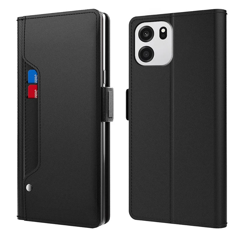 For OnePlus Turbo 6V 5G Case PU+TPU Magnetic Flip Phone Cover with Stand - Black
