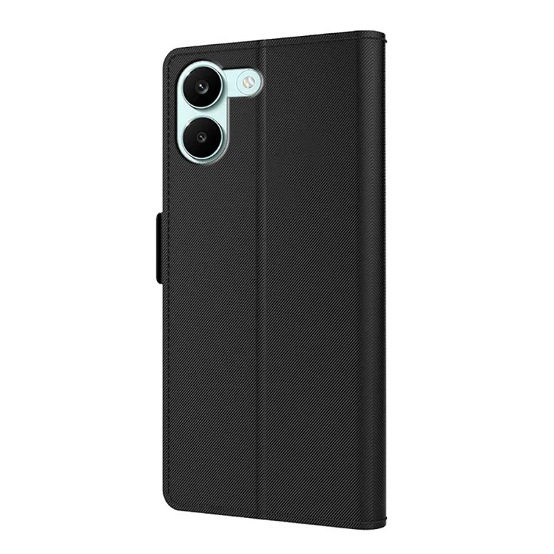 For Xiaomi Redmi Turbo 5 5G Case PU+TPU Magnetic Flip Phone Cover with Stand - Black