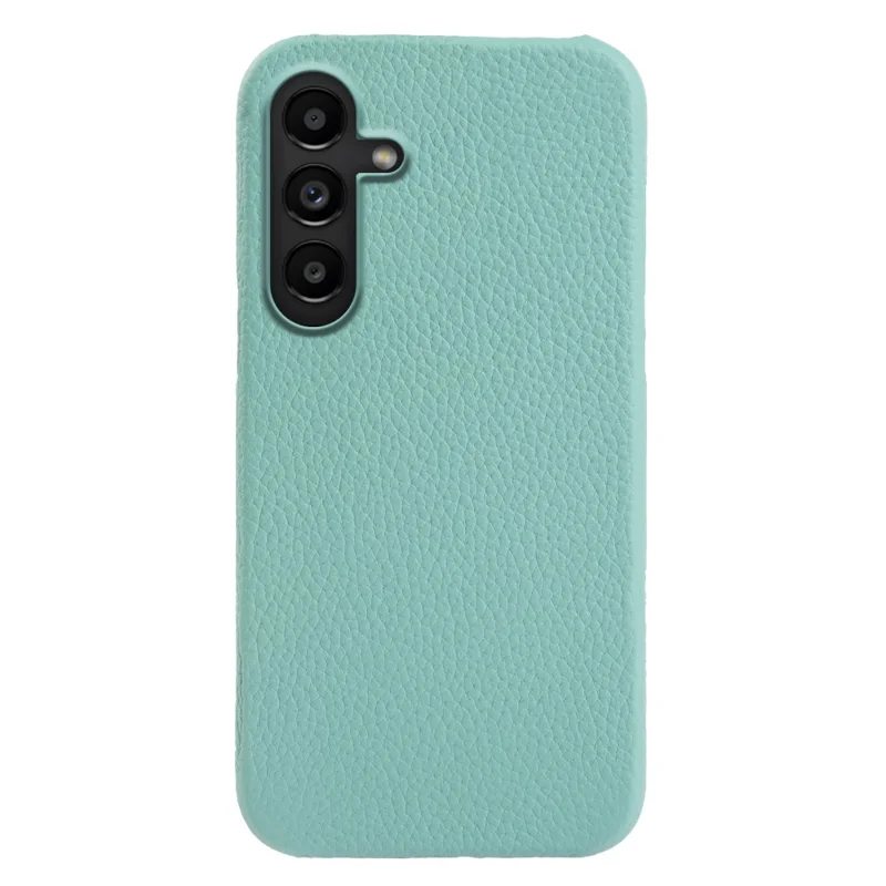 For Samsung Galaxy S25 Magnetic Case Litchi Texture Genuine Cow Leather + PC Shockproof Phone Back Cover - Mint Green