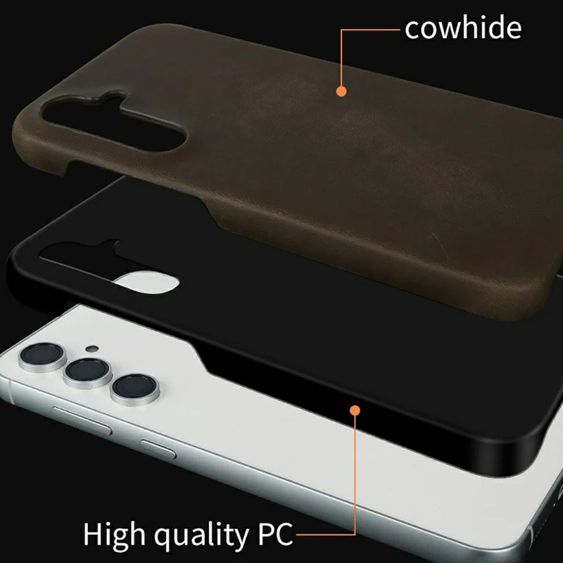 For Samsung Galaxy S26 Magnetic Phone Case Crazy Horse Texture Genuine Leather PC Protection Cover - Light Brown