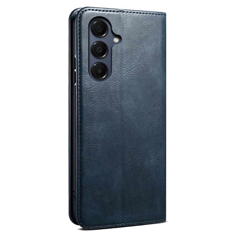 For Samsung Galaxy S26+ Case Crazy Horse Texture Waxy Leather Wallet Stand Phone Cover - Blue