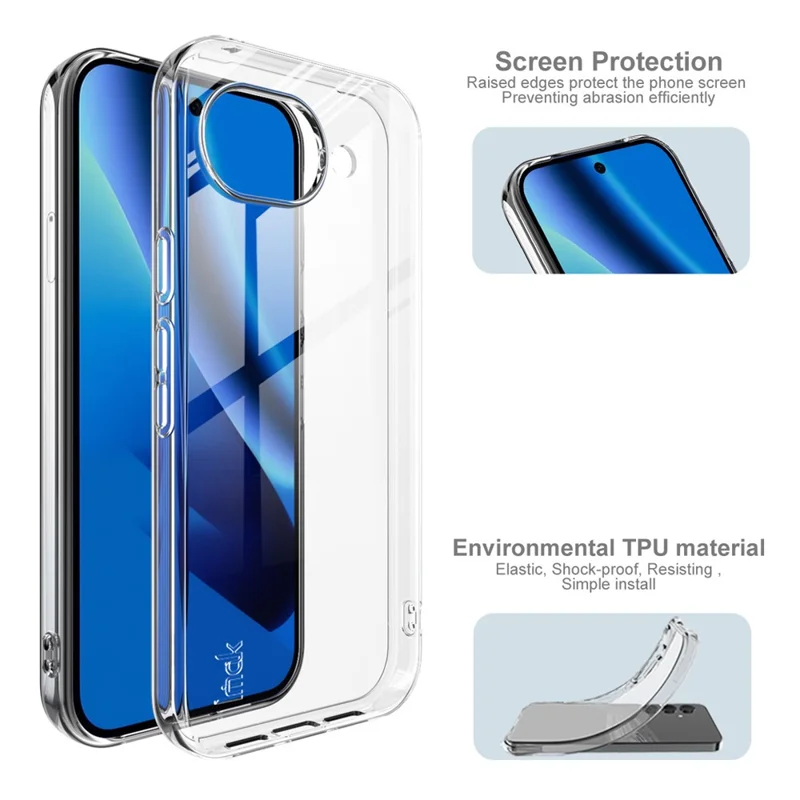 IMAK UX-10 Series For Google Pixel 10a Phone Case Soft TPU Mobile Back Cover - Transparent