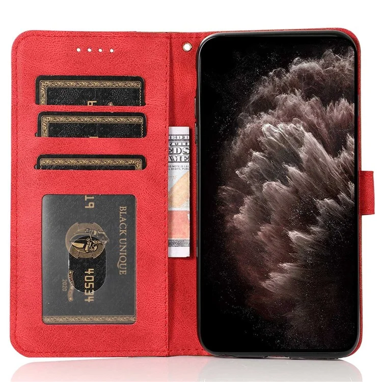 Корпус Сплайсинга Цветного Сплайсинга Для Xiaomi Civi 2 5g, Кожаная Кожаная Крышка Кошелька с Кожей. - Коричневый / Красный