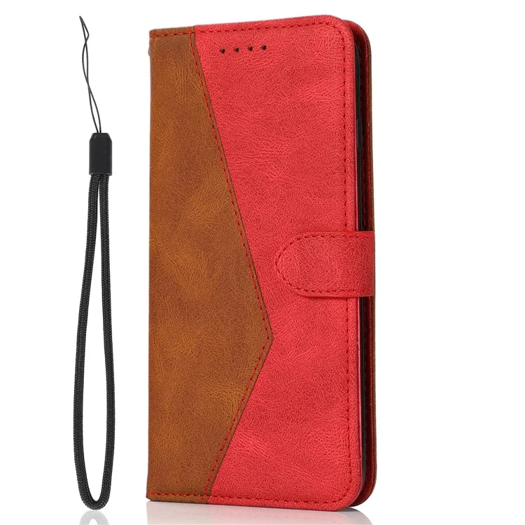 Корпус Сплайсинга Цветного Сплайсинга Для Xiaomi Civi 2 5g, Кожаная Кожаная Крышка Кошелька с Кожей. - Коричневый / Красный