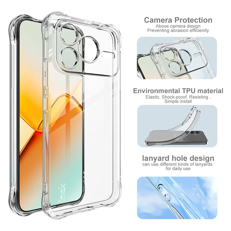 IMAK For Honor Power2 5G Case TPU Phone Cover Airbag Shockproof Protection - Transparent