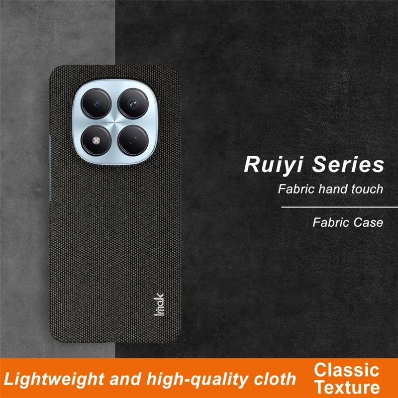 IMAK Ruiyi Series for Xiaomi Redmi Note 15 Pro 4G (Global) Case Fabric Texture Leather + PC Phone Back Cover - Black