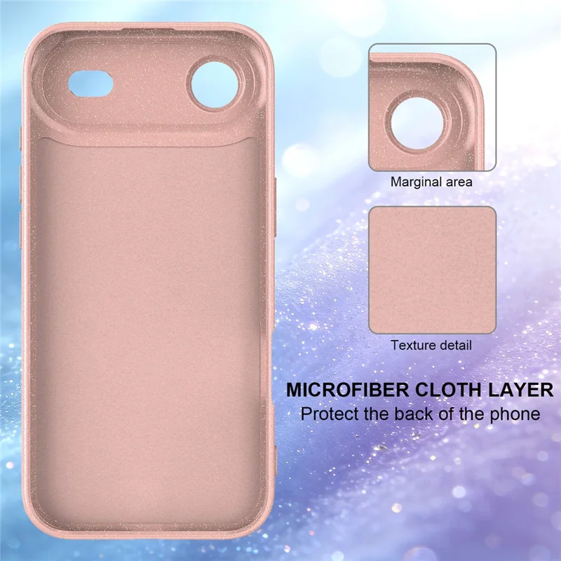 For iPhone Air Magnetic Case Glitter TPU Shockproof Phone Cover with Lanyard Compatible with MagSafe - Pink