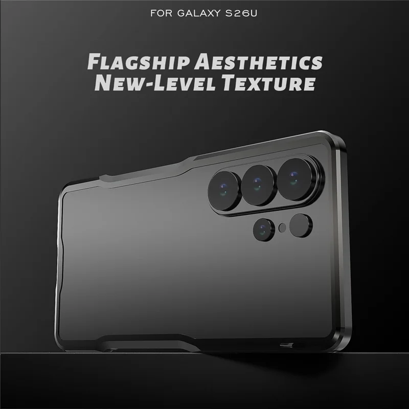 LUPHIE For Samsung Galaxy S26 Ultra Case Metal Bumper Frame Shockproof Phone Cover - Black  /  Red