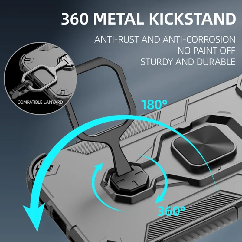 For Realme 16 Pro 5G Case Rotatable Ring Kickstand PC + TPU Shockproof Phone Cover - Black