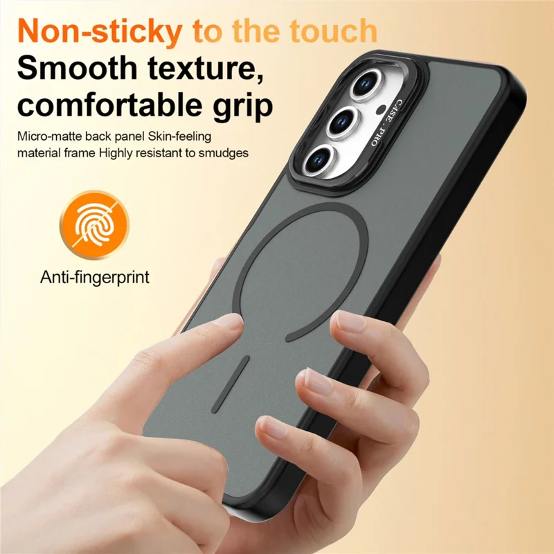 For Samsung Galaxy A13 4G  /  A13 5G Case Skin-touch PC + TPU Magnetic Phone Cover with Lens Frame Kickstand - Black