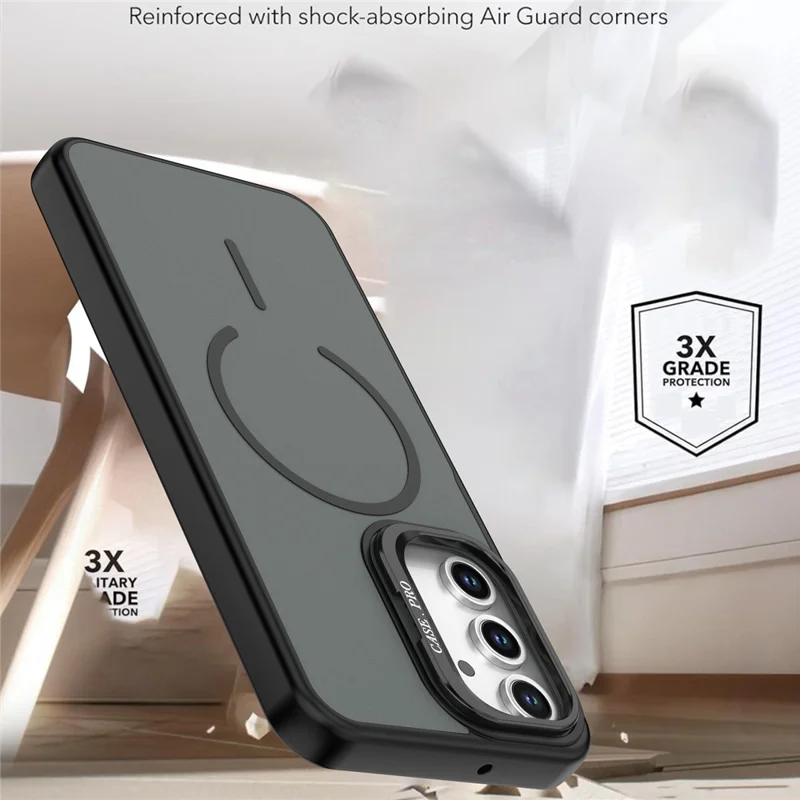 For Samsung Galaxy A13 4G  /  A13 5G Case Skin-touch PC + TPU Magnetic Phone Cover with Lens Frame Kickstand - Black