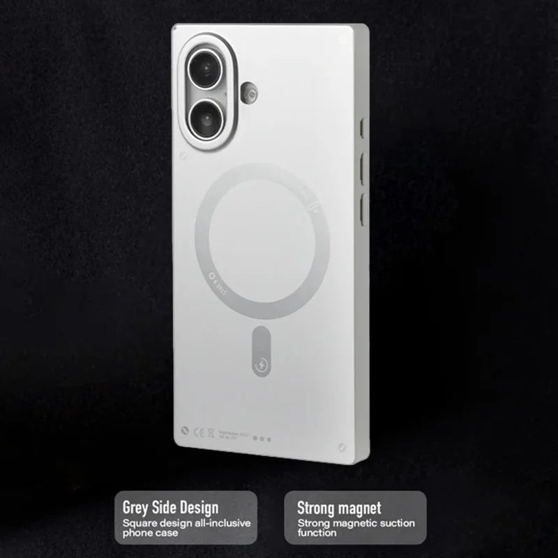 WAKCAS For iPhone 17 Magnetic Case Matte Electroplated TPU Square Phone Cover Compatible with MagSafe - Silver