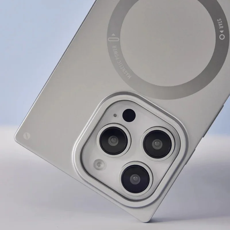 WAKCAS For iPhone 16 Pro Magnetic Case Matte Electroplated TPU Square Phone Cover Compatible with MagSafe - Silver