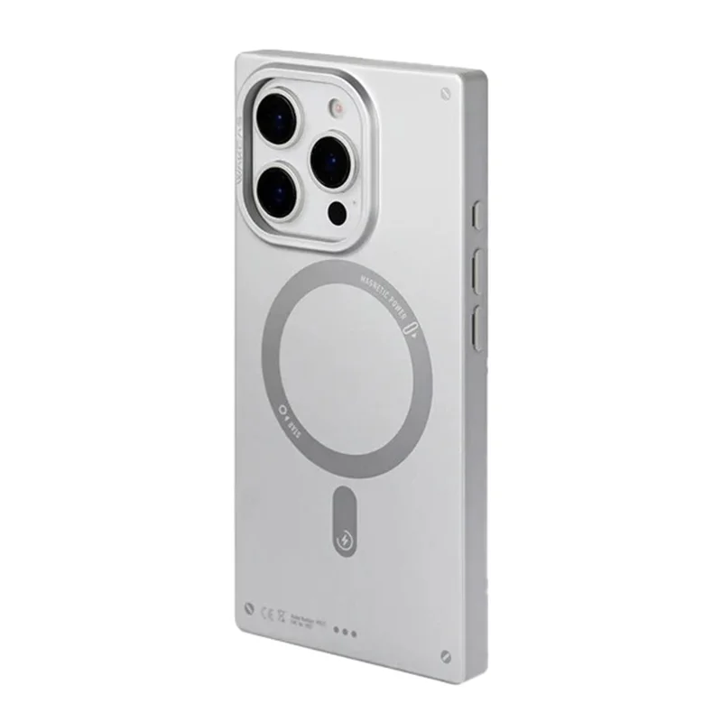 WAKCAS For iPhone 16 Pro Max Magnetic Case Matte Electroplated TPU Square Phone Cover Compatible with MagSafe - Silver