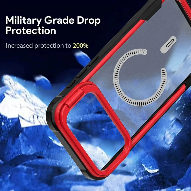 Bulk Purchasing For iPhone 17 Pro Max Magnetic Case with Lens Kickstand TPU PC Acrylic Phone Back Cover Compatible with MagSafe - Red