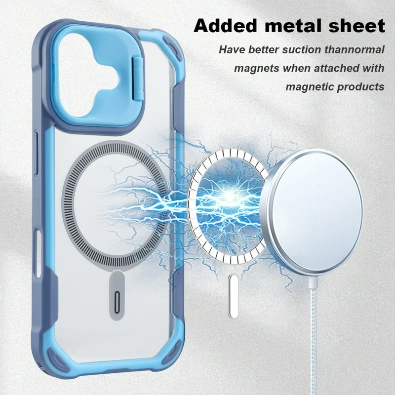 Bulk Purchasing For iPhone 17 Magnetic Case with Lens Kickstand TPU PC Acrylic Phone Back Cover Compatible with MagSafe - Red