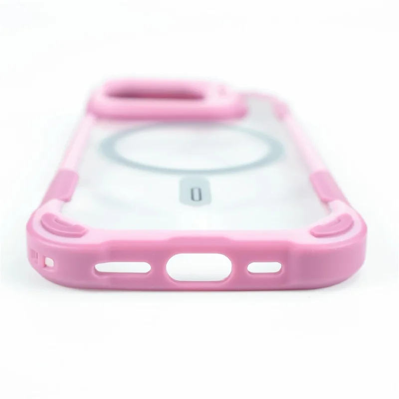 Compra em Volume para Capa Magnética iPhone 15 Pro com Suporte de Lente TPU PC Capa Traseira em Acrílico Compatível com MagSafe - Azul Marinho