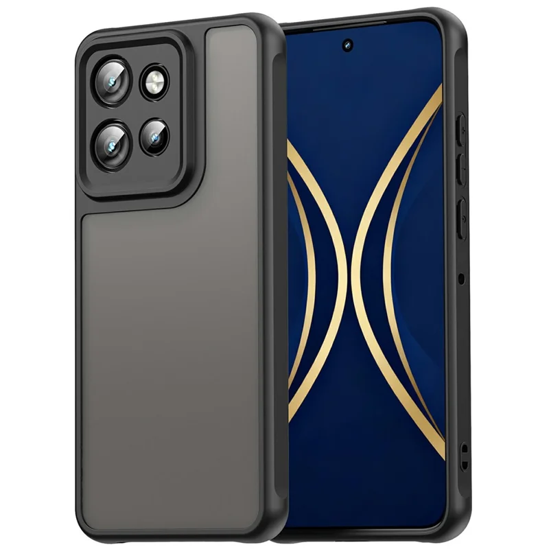 Phone Case For Motorola ThinkPhone 25 5G  /  ThinkPhone 25 5G Drop Proof Airbags Frosted Translucent PC + TPU Phone Back Cover - Black