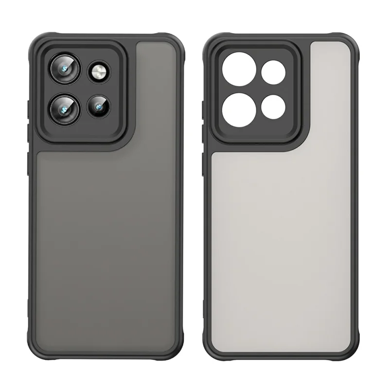 Phone Case For Motorola ThinkPhone 25 5G  /  ThinkPhone 25 5G Drop Proof Airbags Frosted Translucent PC + TPU Phone Back Cover - Black