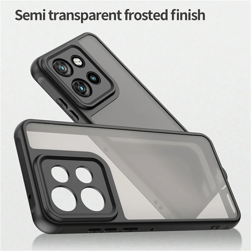 Phone Case For Motorola ThinkPhone 25 5G  /  ThinkPhone 25 5G Drop Proof Airbags Frosted Translucent PC + TPU Phone Back Cover - Black