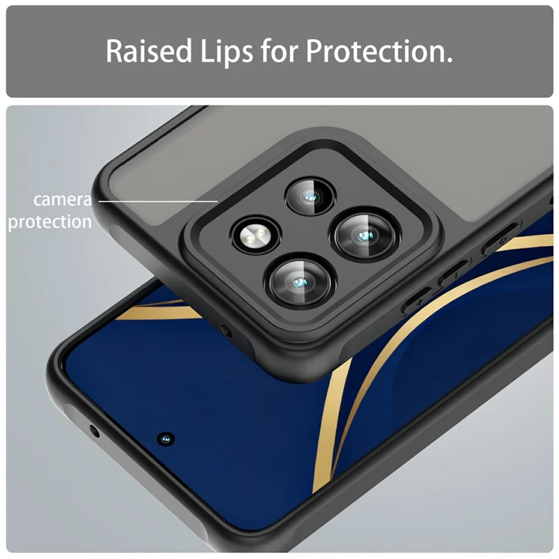 Phone Case For Motorola ThinkPhone 25 5G  /  ThinkPhone 25 5G Drop Proof Airbags Frosted Translucent PC + TPU Phone Back Cover - Black