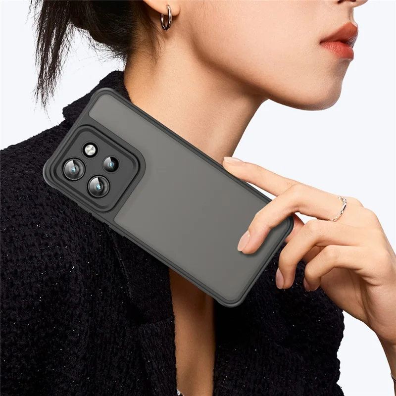 Phone Case For Motorola ThinkPhone 25 5G  /  ThinkPhone 25 5G Drop Proof Airbags Frosted Translucent PC + TPU Phone Back Cover - Black