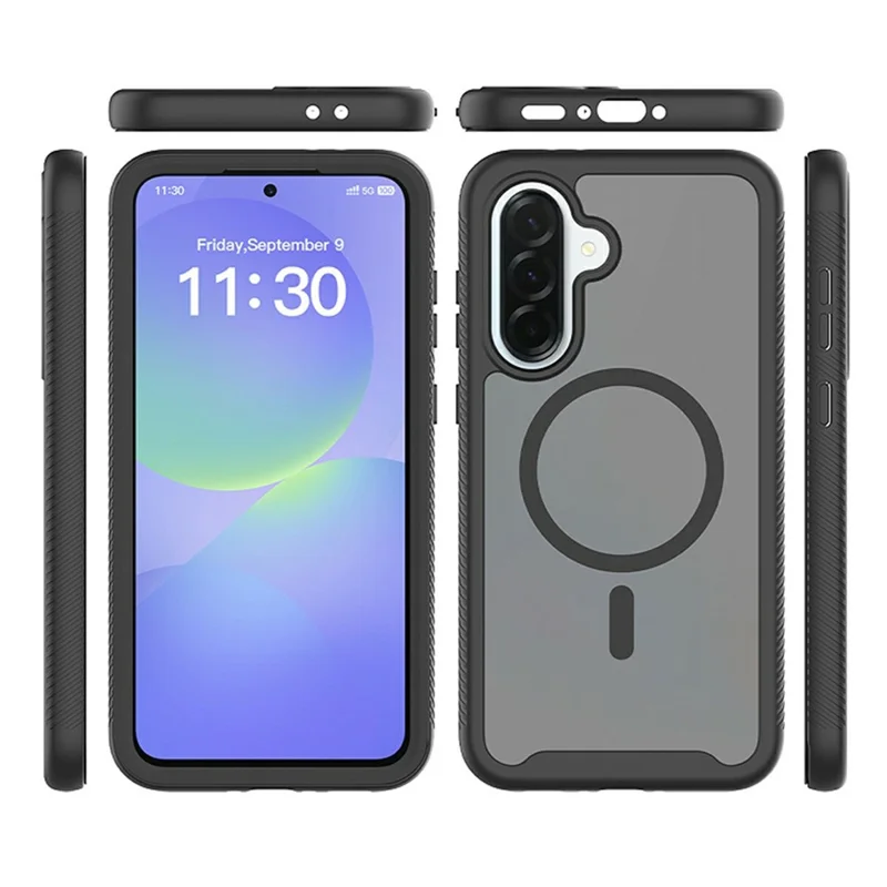 For Samsung Galaxy A36 5G  /  A56 5G Magnetic Phone Case Detachable 2 in 1 Translucent Matte PC TPU Back Cover - Black