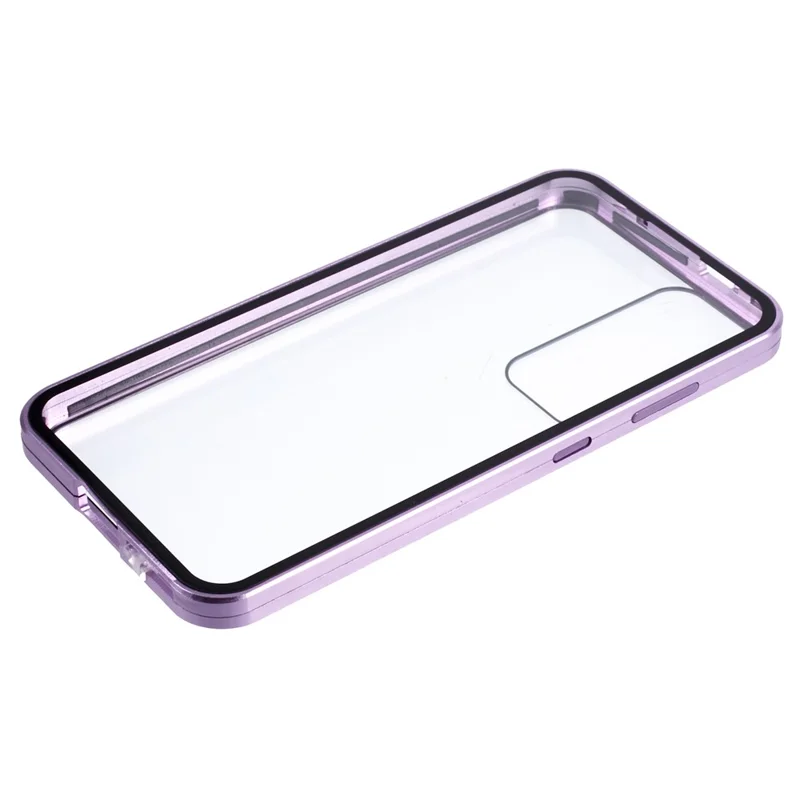 Funda para Samsung Galaxy S25 FE, carcasa de vidrio templado doble con marco metálico magnético - Morado