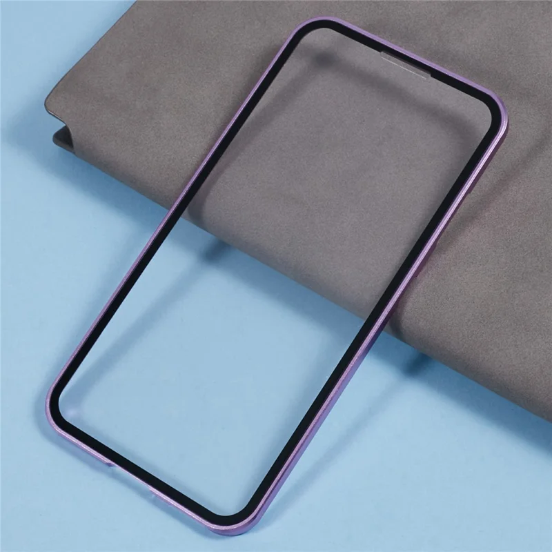 Funda para Samsung Galaxy S25 FE, carcasa de vidrio templado doble con marco metálico magnético - Morado