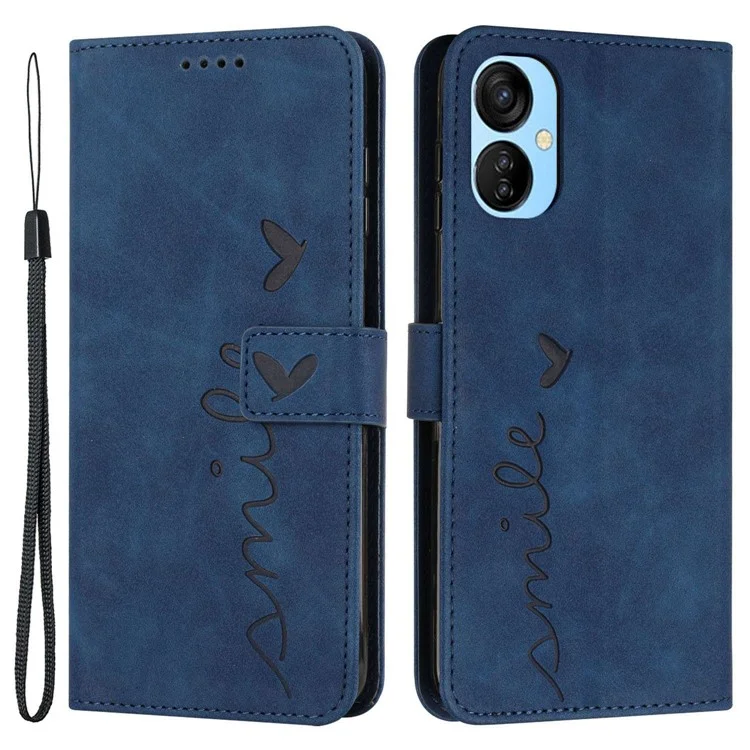 Per Tecno Camon 19 Neo 4G a Forma di Cuore Imprinting Portafoglio Per Telefono Copertina Protettiva in Pelle PU in Pelle PU - Zaffiro