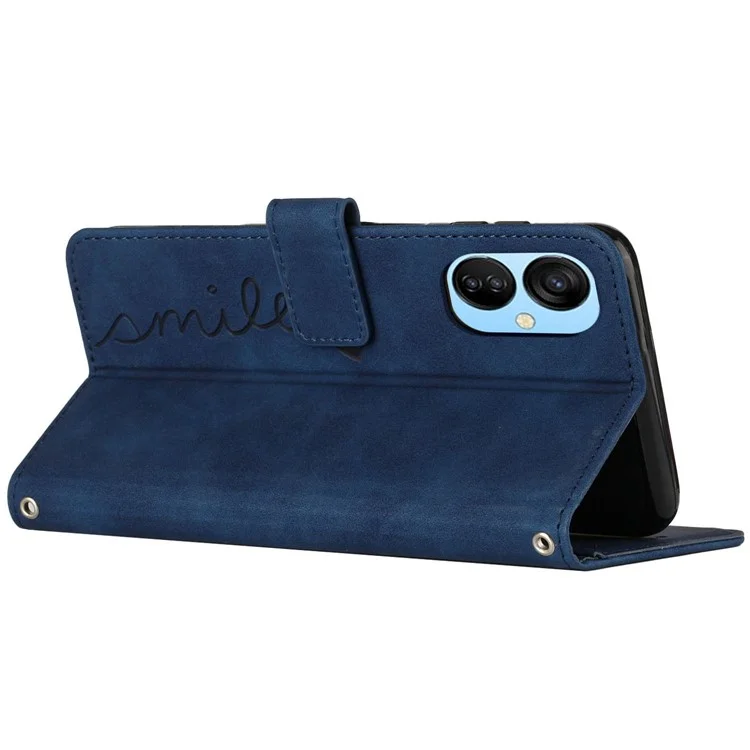 Per Tecno Camon 19 Neo 4G a Forma di Cuore Imprinting Portafoglio Per Telefono Copertina Protettiva in Pelle PU in Pelle PU - Zaffiro