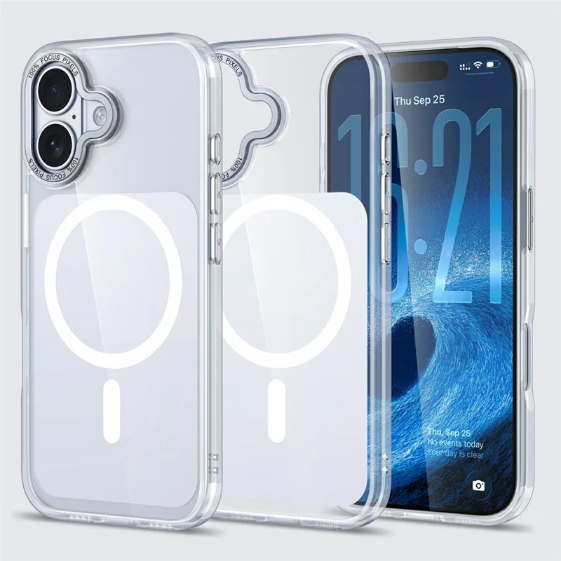 For iPhone 17 Magnetic Case Shockproof TPU PC Clear Phone Cover Compatible with MagSafe - White