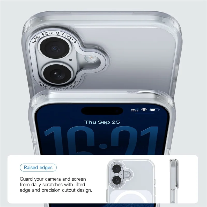 For iPhone 17 Magnetic Case Shockproof TPU PC Clear Phone Cover Compatible with MagSafe - White