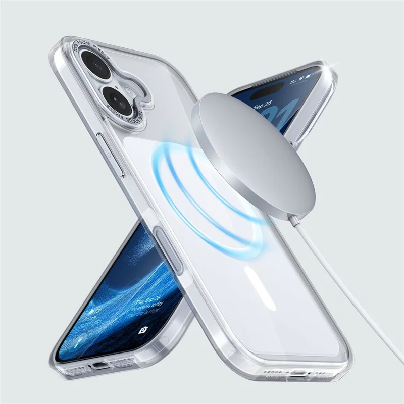 For iPhone 17 Magnetic Case Shockproof TPU PC Clear Phone Cover Compatible with MagSafe - White
