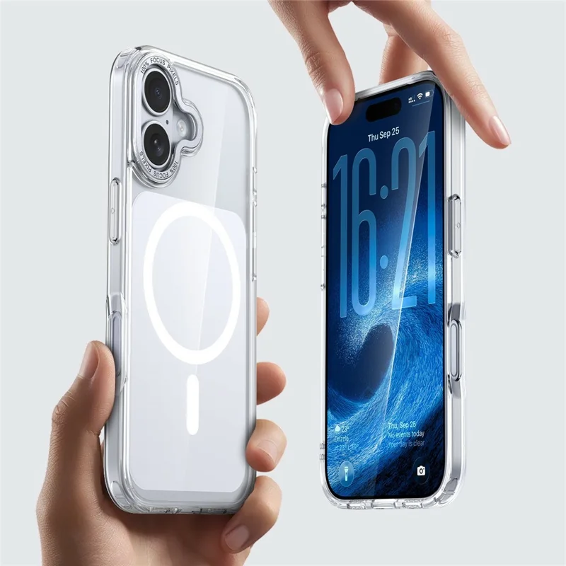 For iPhone 17 Magnetic Case Shockproof TPU PC Clear Phone Cover Compatible with MagSafe - White