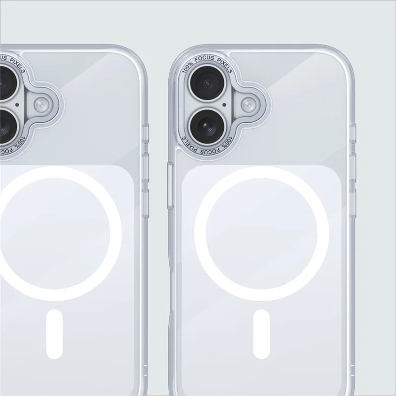 For iPhone 17 Magnetic Case Shockproof TPU PC Clear Phone Cover Compatible with MagSafe - White