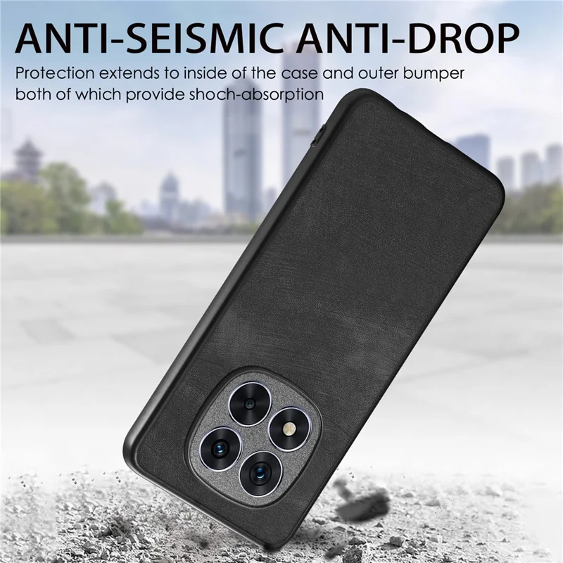 For Xiaomi Redmi Note 15 Pro+ 5G (Global) Case Shockproof Slim Retro Leather Phone Back Cover - Black