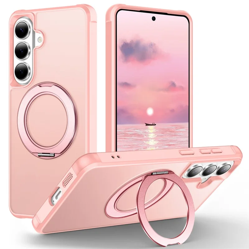 For Samsung Galaxy S26+ Case Magnetic Kickstand TPU + PC Shockproof Hybrid Phone Cover - Pink