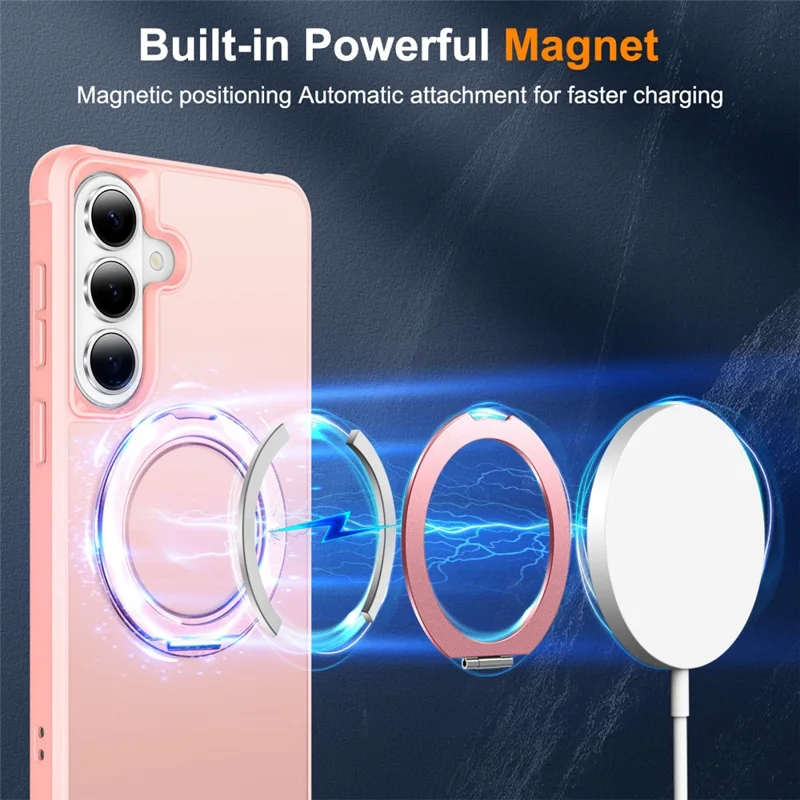 For Samsung Galaxy S26+ Case Magnetic Kickstand TPU + PC Shockproof Hybrid Phone Cover - Pink