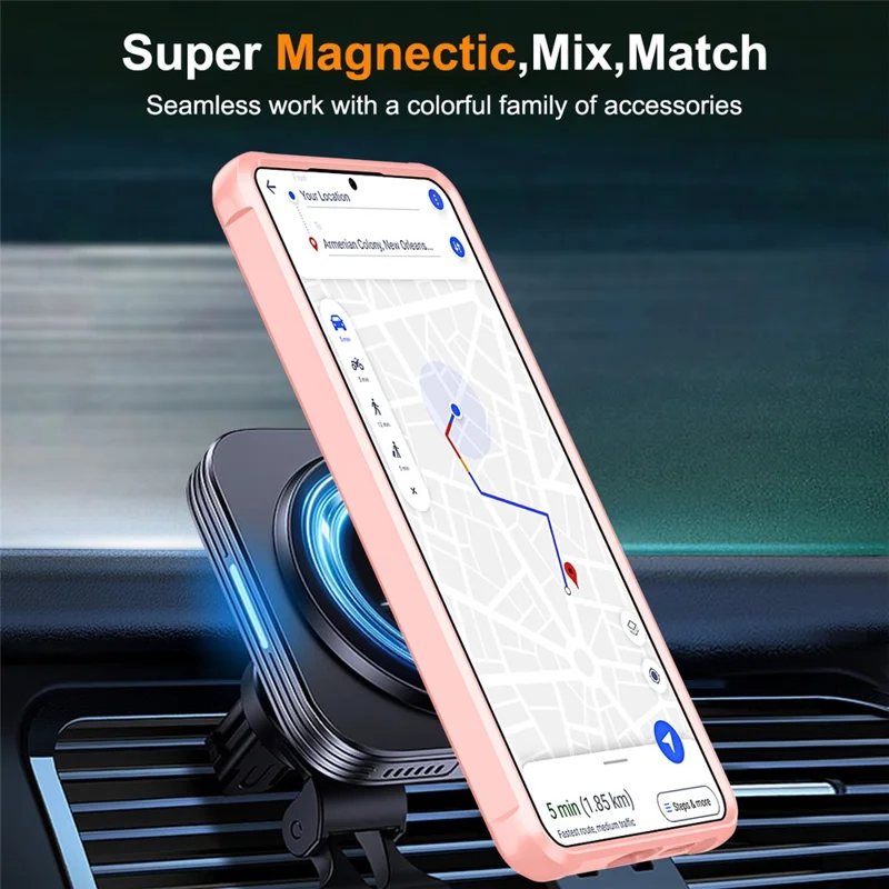 For Samsung Galaxy S26+ Case Magnetic Kickstand TPU + PC Shockproof Hybrid Phone Cover - Pink