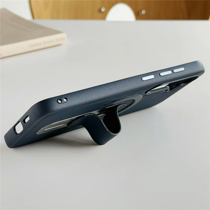 For Samsung Galaxy S26 Magnetic Case Sliding Foldable Kickstand Corrugated PU Leather + PC Phone Cover - Pink