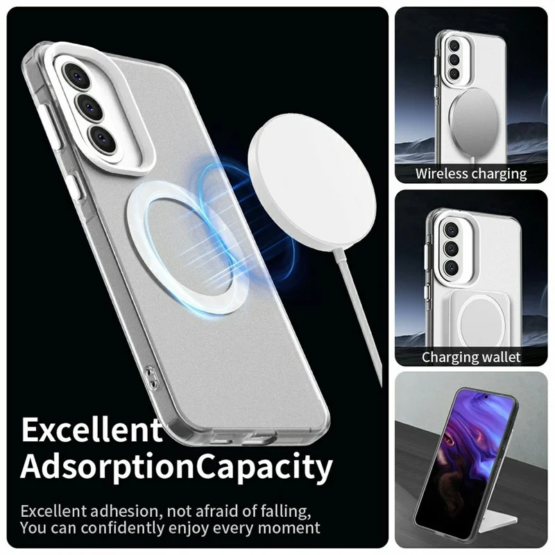 For Samsung Galaxy A57 5G Magnetic Case Anti Drop Hybrid Phone Back Cover - White